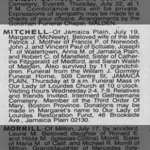 Margaret Mitchell nee’ McNeely Obituary 
